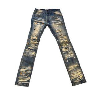 (25104 AHP Another Hype Piece Men's Size 36x34 Slim Straight Jeans Dark Wash